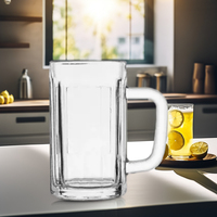 Mug à bière en verre de 430 ml pour la maison, avec poignée, résistant à la chaleur, grande capacité, adapté pour boire de l'eau et préparer du thé.