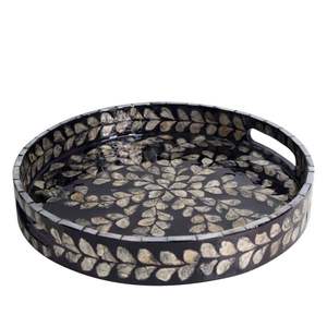 Plateau de service floral en incrustation d'os de haute qualité cadeaux pour Eid Ramadan événements arabes décoration plateau de service cadeau Design moderne - Product Image 6