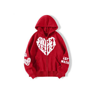 Venta al por mayor de calidad Puff Impresión de peso pesado de algodón de los hombres de gran tamaño de impresión de lujo Zip Up de algodón personalizado Logo sudaderas con capucha unisex - Product Image 2