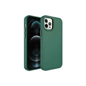 Étui rigide de luxe Netzy Botox Design pour iPhone 12 Pro Max, cadre métallique premium, protection anti-traces de doigts (vert foncé) - Product Image 1