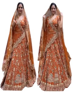 Colección de Diseñador de Primera Calidad de la India, Lehenga Choli con Bordado Intenso, para Bodas y Fiestas, Tela de Seda, Algodón y Malla - Product Image 3