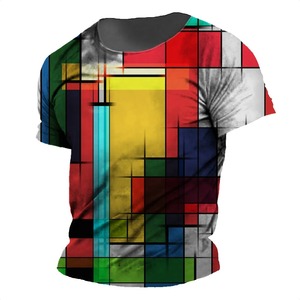 T-shirts d'été décontractés à manches courtes et respirants anti-boulochage 100% coton pour hommes - Product Image 5