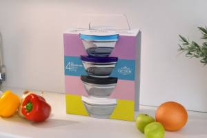 Juego de 4 recipientes de almacenamiento de plástico de 250cc con tapa de plástico - Product Image 3