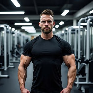 T-shirt de compression de natation pour hommes Gym Fitness Wear Exercise Tee Tops Mens Elastic 100% Polyester T Shirts Men - Product Image 5