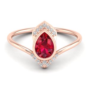 REYES Design Exclusif Bague Moissanite en Or Rose 14K Certifiée GRA Taille Poire 0.75 Carat Rubis Pierres Précieuses Bijoux Fins Pour Femmes - Product Image 1