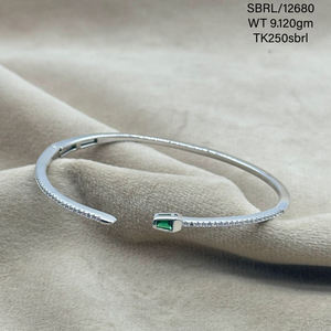 Stunning Exclusive Collection 92.5 <b>Silver</b> Green Cz Bracelets Hallmarked <b>Jewellery</b> Collection Featuring Variety of Unique Design - Product Image 1