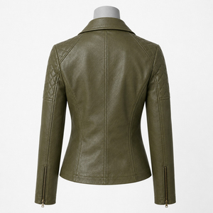 Chaqueta de Cuero para Mujer, Material Suave, Construcción Duradera, Ajuste Cómodo, Chaqueta de Motera de Cuero Genuino Personalizada de Primera Calidad - Product Image 2