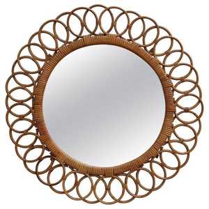 Décoration d'été traditionnelle de luxe, miroir en rotin fait à la main, miroir mural intérieur/extérieur, cadre de miroir tissé, fabriqué par KingCraftViet - Product Image 2