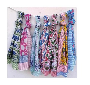 Handmade Floral Print Cotton <b>Scarf</b> for Women Quick Dry Cover-Up Stole Mix & Match Dresses Sarongs Bikinis for Beach Occasions - Product Image 1