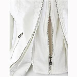 2025 nuevo estilo Europeo Americano manga larga abrigo blanco puro primavera otoño estilo cremallera chaquetas cortavientos de cuero Real - Product Image 6