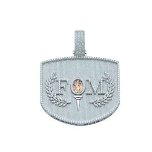 Hip Hop oro blanco VVS Moissanite corte redondo diamante helado colgante para hombres 925 plata esterlina - Product Image 2