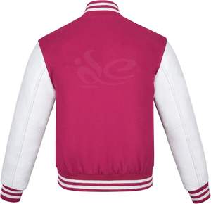 Customizable Breathable Vintage Men's Varsity Jacket with <b>White</b> Leather Sleeves Dark Pink <b>Wool</b> Custom Logo for Winter - Product Image 2