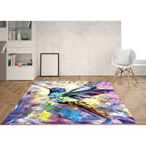 Tapis Colibri, Tapis Oiseau Coloré, Tapis Oiseau Abstrait, Tapis Coloré, Tapis en Chenille - Product Image 1