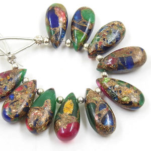 Piedra Preciosa Natural Suelta, Turquesa Mojave Cobre, Forma de Lágrima Lisa, 15X7MM, Piedra Suelta Hecha a Mano para Hacer Joyería - Product Image 1