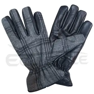 Luvas de inverno de lã de carneiro quente de alta qualidade para homens, luvas de couro genuíno tamanho XL personalizadas para clima frio