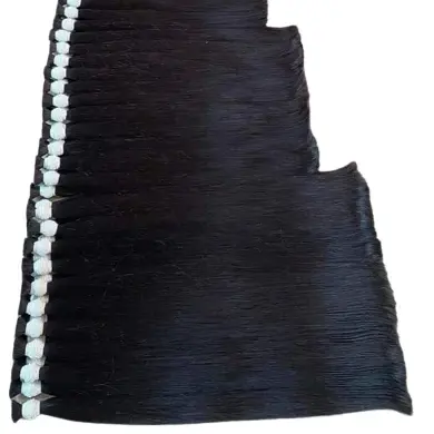 Extensiones de cabello humano de cabello rubio negro a granel al por mayor, doble estirado, sin desprendimiento, sin mezcla con sintético