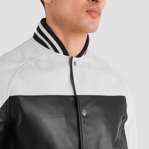 Veste universitaire personnalisée pour hommes avec logo Vestes Letterman en laine mélangée et à manches en cuir OEM ODM Vêtements de sport pour collège et lycée - Product Image 6