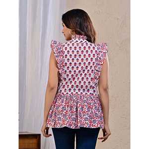 Camiseta Blanca de Algodón Estampada Butta Jaal para Mujer, Corte Ajustado, Estilo Y2K, Transpirable, 100% Algodón Tejido, Tallas XS, XXS, XL - Product Image 6