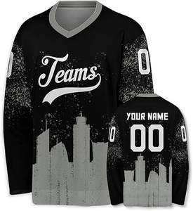 เสื้อเจอร์ซีย์ฮ็อกกี้น้ำแข็ง OEM ผลิตจากผ้าสีและโลโก้ที่ออกแบบได้ตามต้องการเหมาะสำหรับการแข่งขันและผู้ค้าปลีก - Product Image 3