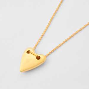 Collier Pendentif Coeur Puffy en Argent Sterling et Or Vermeil Or/Argent/Or Rose Couleurs - Product Image 4