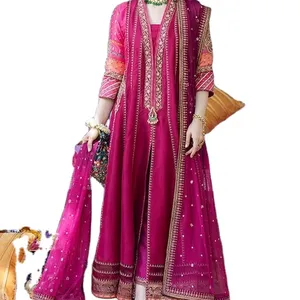 View Larger Image Add Compare Share Indian Pakistani Clothing Lucknowi Embroidery Work Girls Salwar Kameez Linen Embossed - Product Image 1