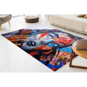 Alfombra Abstracta con Rostro de Mujer: Decoración con Retrato de Grafiti Colorido, Alfombra de Chenilla - Product Image 4