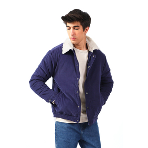 Custom 2025 <b>Vintage</b> Puffer Denim Jacket for Men Wholesale Stand Collar Breathable Outerwear Spandex/Cotton Fabric for Winter - Product Image 1