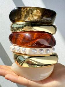 Piedras joyería resina acrílico pulsera brazalete exagerado deslumbrante Multicolor ancho Irregular cuadrado acrílico pulseras para - Product Image 2