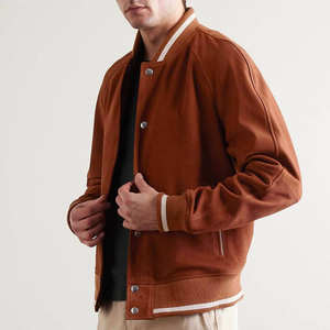 Chaqueta universitaria de invierno para hombre con logotipo personalizado más vendida, chaqueta Bomber de béisbol universitaria con cierre de botón frontal y cuello levantado - Product Image 1