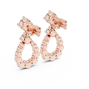 ต่างหูเพชรทรงกลมรูปทรงหยดน้ำ925สีเงินและทอง VVS D - Product Image 6