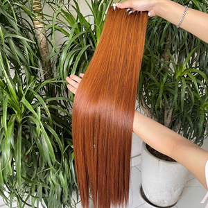 100% naturel haute qualité vietnamien vierge Extensions de cheveux Double dessiné couleur orange cheveux os droite trame cheveux - Product Image 1