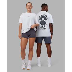 T-shirt surdimensionné Kettlebell FLXCotton - Blanc - Noir - Vêtements de course et de gym - Product Image 1