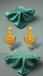 ชุดต่างหูสำหรับผู้หญิงชุดต่างหูชุบทอง22CT ดีไซน์แบบดั้งเดิม - Product Image 3