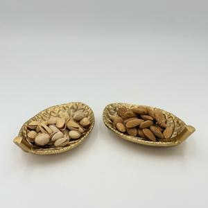 Nuevo Juego de 2 Tazones para Frutos Secos con Diseño de Hojas Arrugadas en Aleación Dorada PVD con Bandeja para Hogar, Hotel, Apartamento, Restaurante, Bodas y Fiestas - Product Image 3