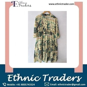 Vestido de algodón indio para mujer, ropa regular, estampado de bloques florales, estilo dulce Natural para bodas, uso doméstico, suministro a granel disponible - Product Image 6