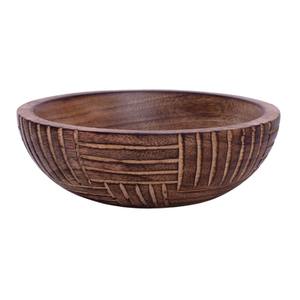 Bol de service artisanal en bois de manguier de qualité supérieure avec finition blanchie, design unique de feuille sculptée à la main, bol à salade décoratif - Product Image 4