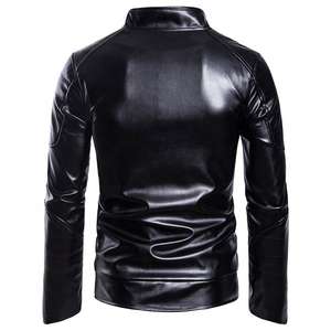 Autumn Winter Real Cow <b>Skin</b> <b>Sheep</b> <b>Skin</b> Leather <b>Jacket</b> Genuine Leather Stand Collar Men Leather <b>Jacket</b> Customized Blank Plus Size - Product Image 5