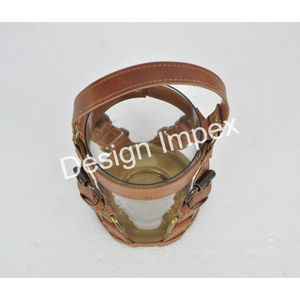 Portavelas Bit Material personalizado-Tiras de vidrio y cuero Portavelas independiente Decorativo Navidad Jardín Huracán - Product Image 3