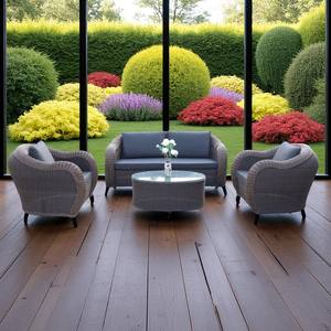 PRSF-VF15หวายโพลีหวายกันน้ำกรอบอลูมิเนียมเทียมหวายเทียมใส่สบายสวนลานบ้านกลางแจ้งรูปทรงดวงจันทร์พักผ่อน - Product Image 1