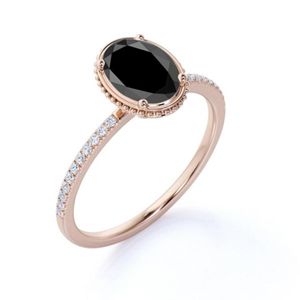 Bague d'anniversaire élégante et simple en argent et or avec diamant de laboratoire de forme ovale, sertie de griffes, pour femme - RCK Global - Product Image 4