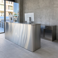 Comptoir de réception moderne pour hôtel, en métal, acier inoxydable, argenté, table de réception de bureau