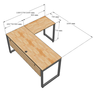 Escritorio Ejecutivo en Forma de L HBRT017, Diseño Minimalista de Lujo, Patas de Acero Ensambladas, Melamina, para Muebles de Oficina en Casa - Product Image 4