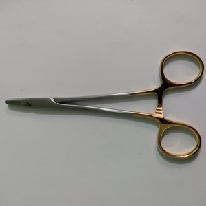Porte-aiguilles TC de haute qualité, pinces porte-aiguille professionnelles allemandes en acier inoxydable, demi-plaqué or - Product Image 1