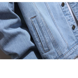 Veste en jean pour homme sur mesure, élégante, décontractée, de haute qualité, avec poches latérales, veste en jean bleu clair pour homme - Product Image 4