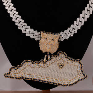 Colgante de diamante Moissanite estético con mapa de Plata de Ley 925 personalizado, estilo Funky chapado en oro de 18 quilates para fiestas, aspecto de Hip Hop - Product Image 2