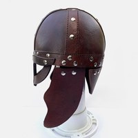 Casco Vikingo Medieval con Forro de Cuero, Grado Industrial, Plateado, Resistente, Usable, para Disfraces y Uso en Exteriores