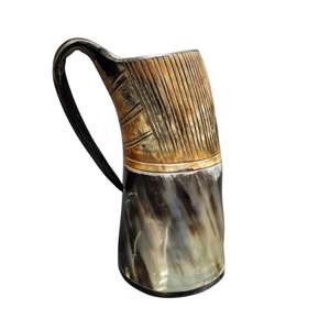 Tasse à café en corne de buffle de style viking classique écologique Conception de sculpture animale polie pour bricolage par sublimation - Product Image 6