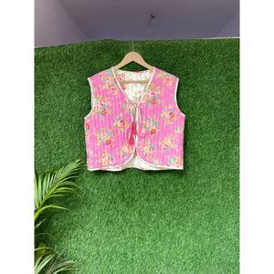 Women's Handmade Winter Short Coat Wholesale Reversible Printed Jacket Indian Cotton <b>Quilted</b> <b>Waistcoat</b> Hippie Vests <b>Waistcoats</b> - Product Image 3