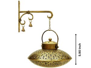 Soporte para quemador de dhoop de incienso de sándalo tradicional colgante de latón de pared | para decoración Diwali Pooja Temple Room - Product Image 5
