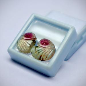 Par de Turmalinas Naturales de Calidad Premium, Talladas, Corte Brillante, Multicolor, 10 Quilates, Piedras Preciosas Sueltas, Certificadas por Terceros - Product Image 1